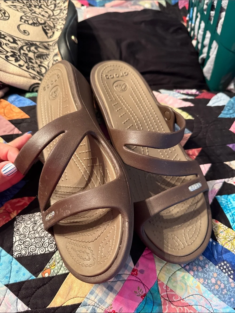 CROCS Women's Brown Slide Sandals